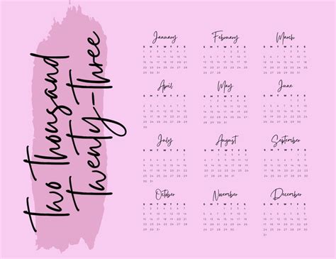 2023 Calendar Printable Minimalist Calendar Calendar 2023 Etsy