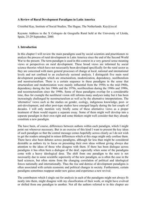 pdf a review of rural development paradigms in latin america