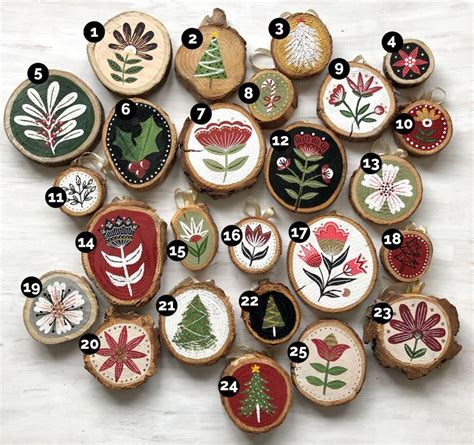 20 Painted Wood Slices Christmas
