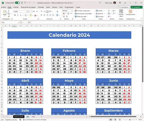 Calendario Descargable En Excel Y Pdf