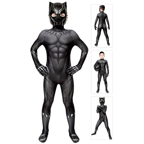 Kids Black Panther Cosplay Costume Tchalla Jumpsuit