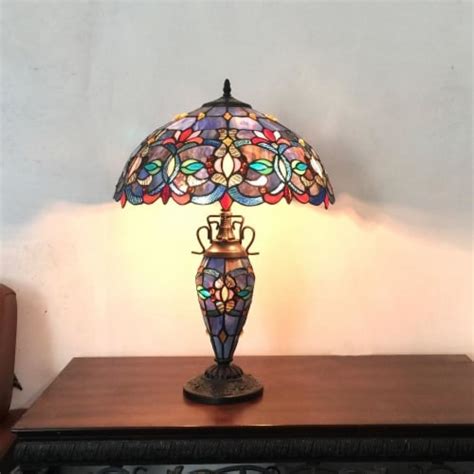 chloe priscilla tiffany style 3 light victorian double lit table lamp 18 shade 1 king soopers