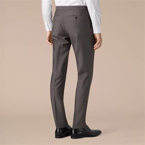 Slim Fit Wool Mohair Trousers Mid Grey Burberry