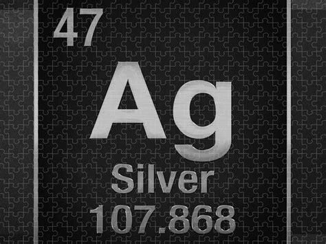 Periodic Table Of Elements Silver Ag Silver On Black Jigsaw