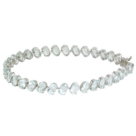 Aquamarine diamond eternity tennis bracelet gia 17.64cts natural 14k gold usa. Aquamarine Tennis Bracelet. 10K White Gold - Jewelry - Bracelets