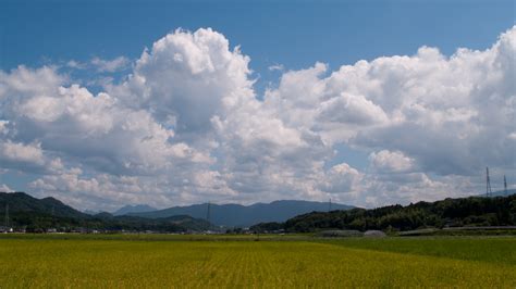 ワイド画面 1920×1080 のデスクトップ壁紙 夏の雲 田園風景の入道雲