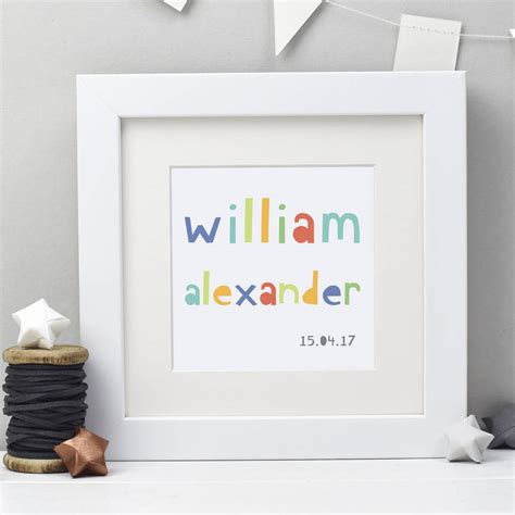 Personalised New Baby Name Framed Print By Studio 9 Ltd