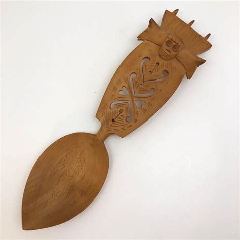 Vintage Mid Century Norwegian Hand Carved Wooden Love Spoon Chairish