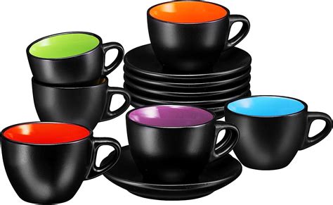 Bruntmor Espresso Cups With Saucers By Bruntmor 6 Ounce Set Of 6