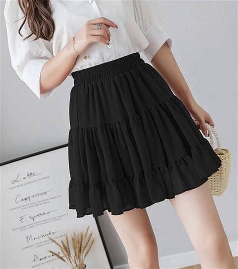 Chiffon Mini Skirt Skirt With Ruffles Flared Mini Skirt Etsy