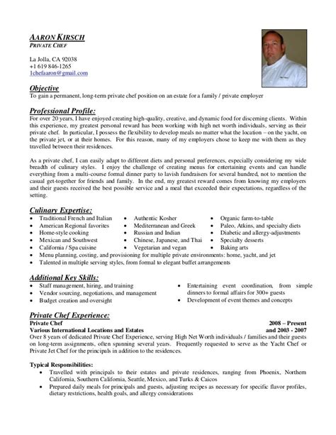 Aaron Kirsch Private Chef Resume