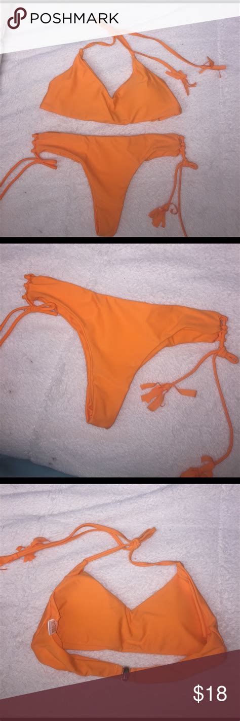 orange bikini set orange top and cheeky bottom zaful swim bikinis orange bikini set orange