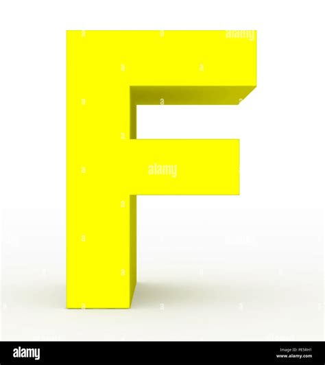 Letter F 3d Clean Yellow Isolated On White 3d Rendering Stock Photo