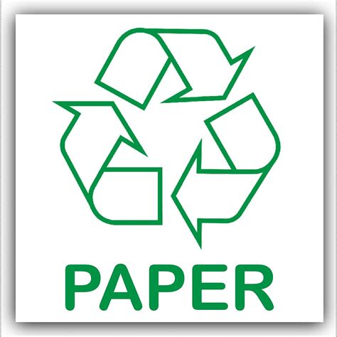 Paper Recycling Bin Adhesive Sticker Recycle Logo Sign Environment