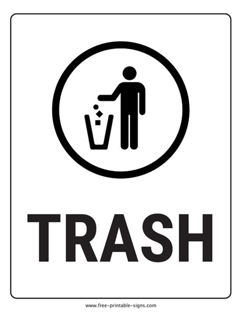 Printable Trash Sign Free Printable Signs