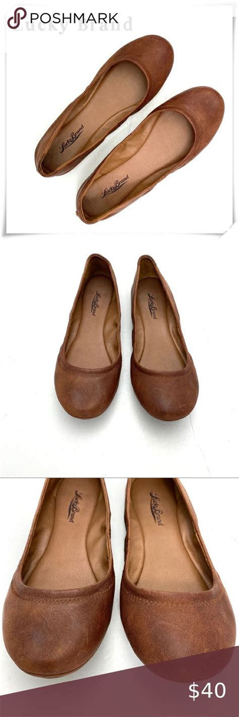 Lucky Brand Emmie Leather Ballet Flat Tan Brown Leather Ballet Flats