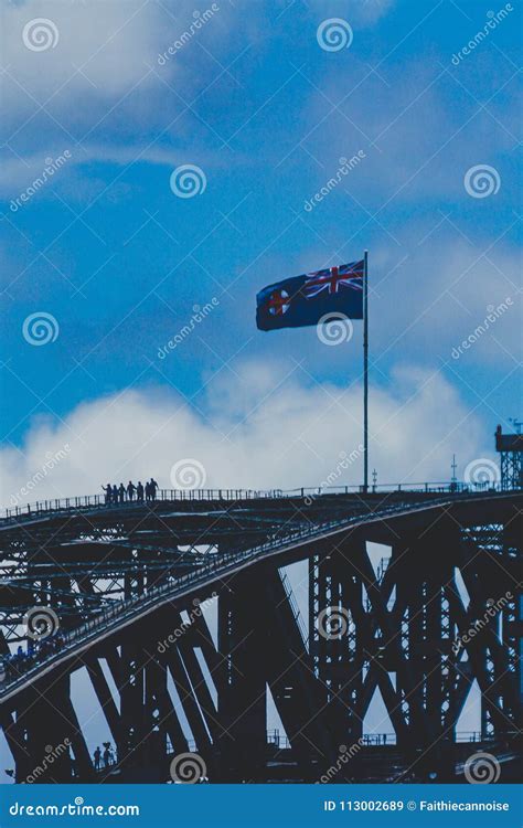 New South Wales Flag On Top Of The Sydney Harbour Bridge Editorial