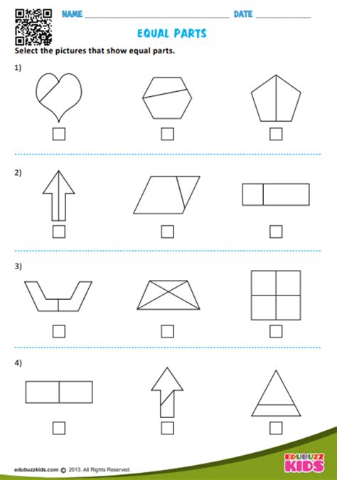 Equal Parts Worksheet Kindergarten