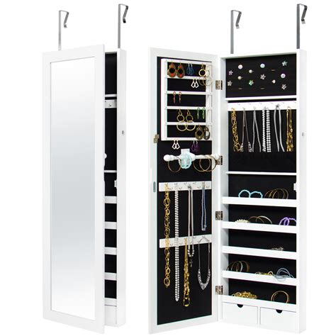 Mirrored Hanging Jewelry Cabinet Armoire Organizer Wall ...