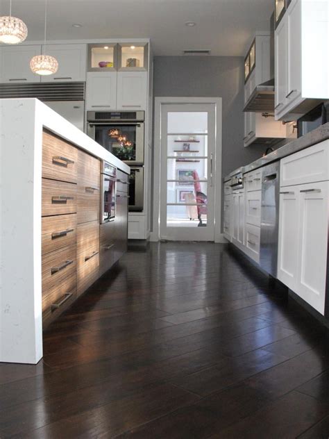 34 kitchens with rich dark wood floors. Dark Hardwood Floors Set off White Cabinets in this Transitional Kitchen | HGTV