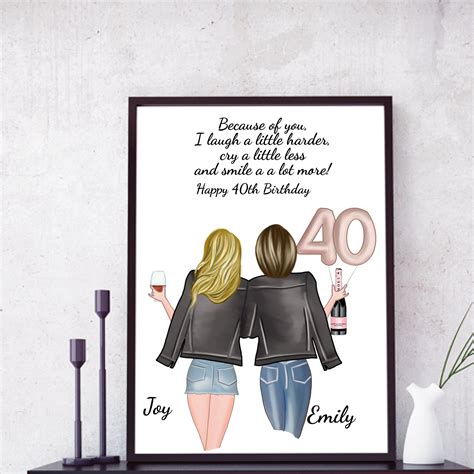 Best Friend Print 40th Birthday T Personalised Print Etsy In 2020