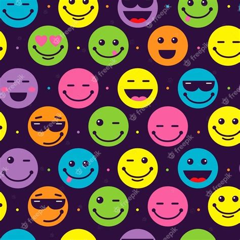 Padrão De Emoticons De Sorriso Colorido Vetor Premium