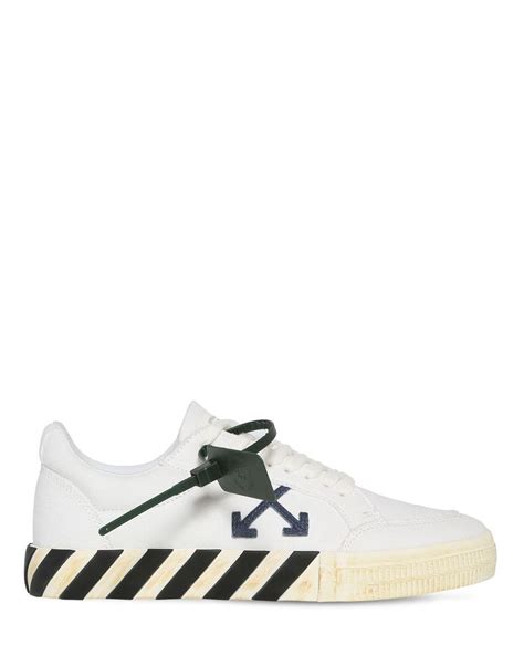 Off White Co Virgil Abloh Vulcanized Canvas Low Top Sneakers In White