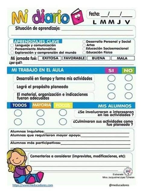 Ideas De Diario De La Educadora Diario De La Educadora Evaluaciones Para Preescolar