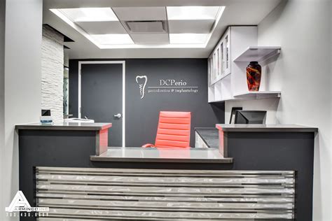 Black White And Red Reception Dental Office Design By Arminco Inc