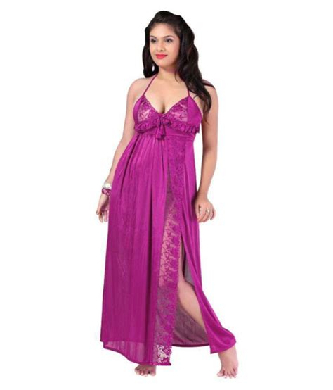Buy Romaisa Satin Nighty And Night Gowns Purple Online At Best Prices