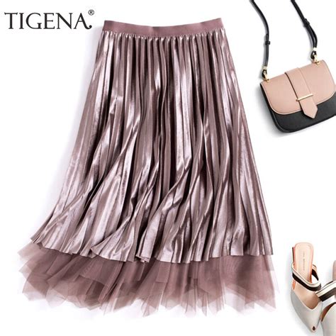 Tigena Reversible Velvet Tulle Long Skirts Women Fashion Autumn