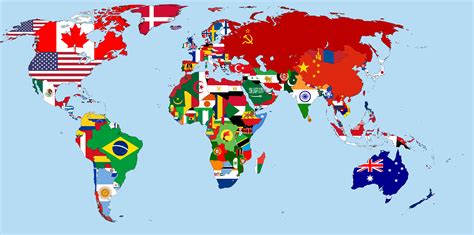 Flag Map Of The World In 1974 At The Height Of The Cold War Spot The