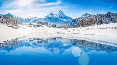 Alps Blue Lake Winter Mountains Hd Wallpaper Peakpx