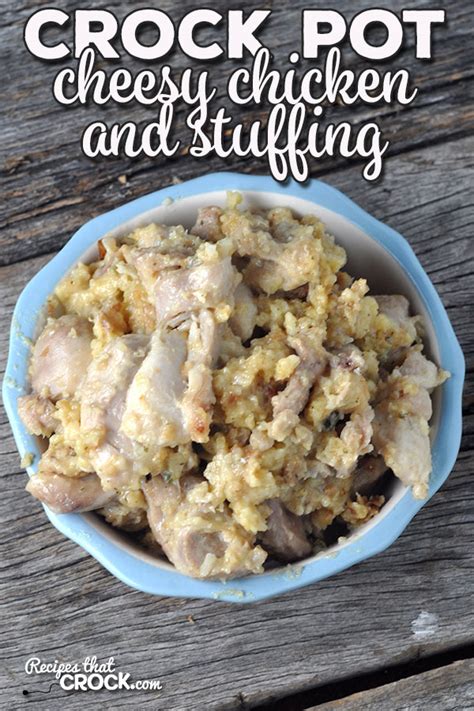 I really, really wish i could take credit now spread the stuffing mixture across the top and press it down into the broth and chicken so it gets a little moist. Cheesy Crock Pot Chicken and Stuffing - Recipes That Crock!