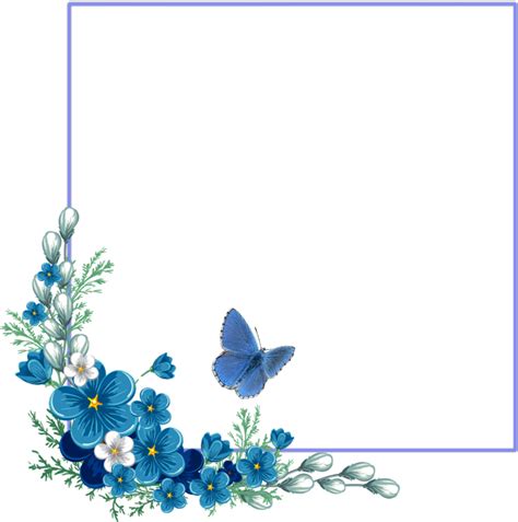 Download Ftestickers Border Frame Watercolorflowers Butterfly