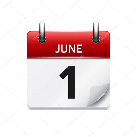 1 De Junio Vector Plano Icono De Calendario Diario Fecha Y Hora Día