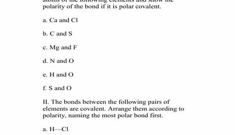 worksheet polarity of bonds