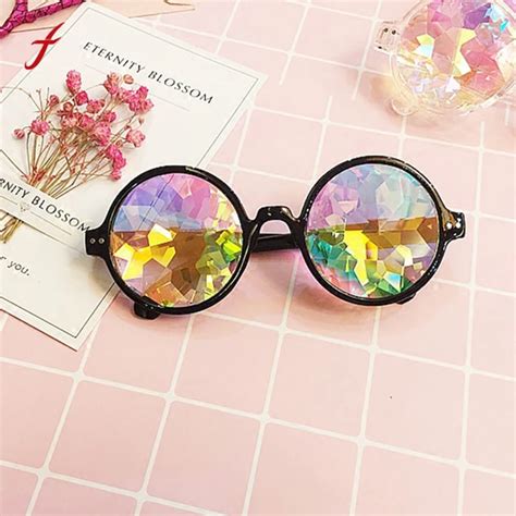 2017 kaleidoscope sunglasses multicolor sunglass glasses 3d rainbow crystal lenses fractal prism