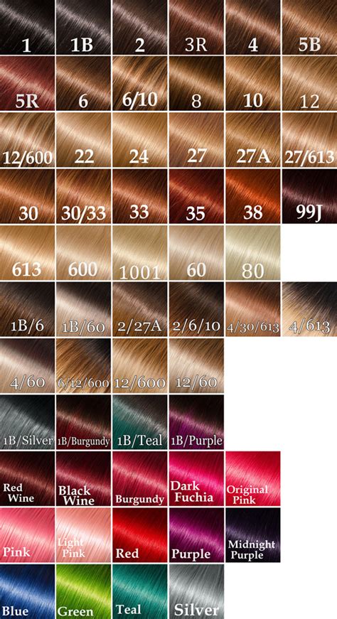 Hair Extension Color Chart Hair Color Comparison Chart Chegospl