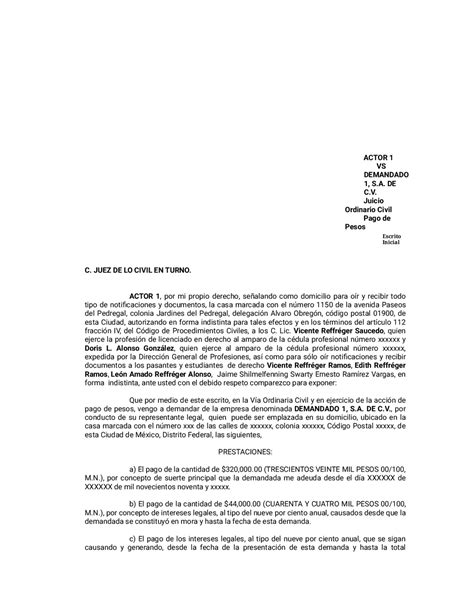 Introducir 83 Imagen Modelo De Escrito Inicial De Demanda Juicio