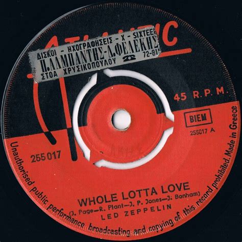 Led Zeppelin Whole Lotta Love Vinyl 7 45 Rpm Single Discogs
