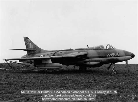 Mk 9 Hawker Hunter Fga Comes A Cropper At Raf Brawdy In 1975