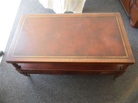 Antique coffee table manufacturers & suppliers. 1940-1950 Antique Leather Top with Gold Leaf Embossed ...