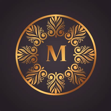 Letra M De Luxo Dourado Em Moldura Circular Vetor Premium
