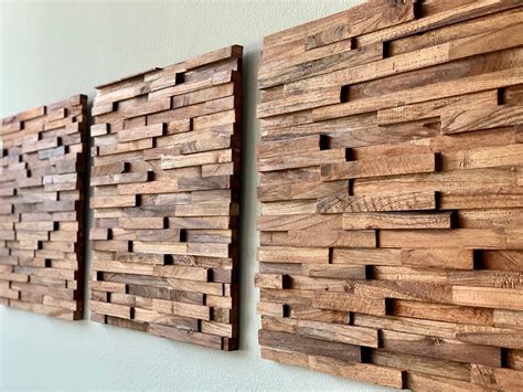 Teak Wood 3d Wall Decor Cherry Finish Etsy