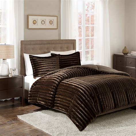 These items are breathable and do not cause any irritations or disturbances while resting. King/Cal King Duke 3 Piece Comforter Set Faux Fur Brown ...