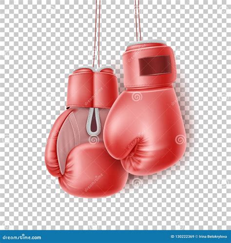 Vector Red Pair Of Boxing Glove On Lace Realistic Stock Vector
