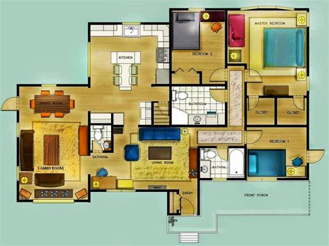 Colorful Furniture Floor Layout