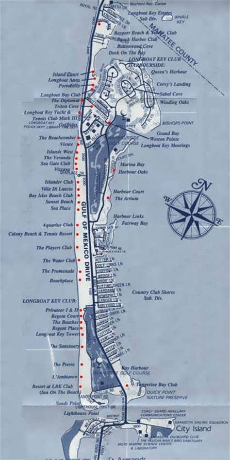 Map Of Long Boat Key Florida Pinellas County Elevation Map