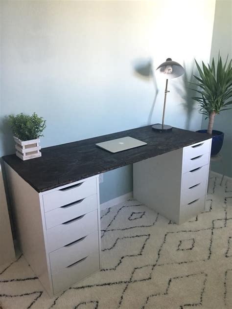 We installed fastedge brand edge banding on our ikea ramsjo kitchen cabinets with birch effect interior. Cheap LIVE EDGE DESK (ikea Hack) | Ikea desk hack, Desk ...